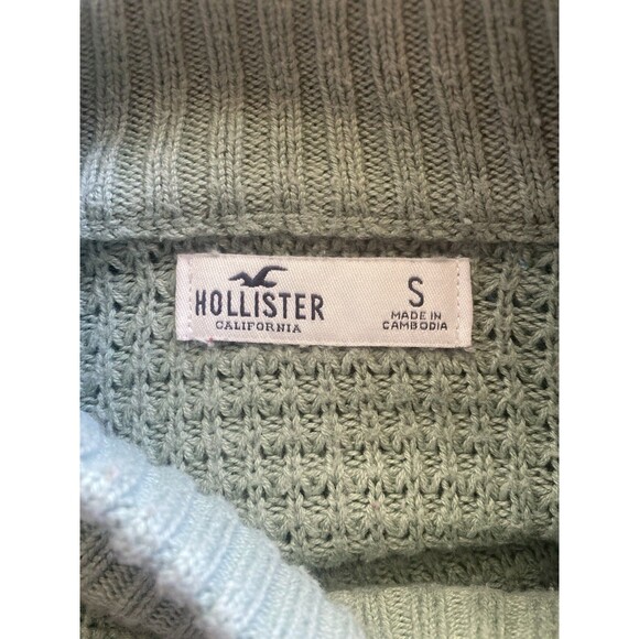 Hollister Women’s Size Small Sweater Cropped Green Waffle Knit - Picture 7 of 8